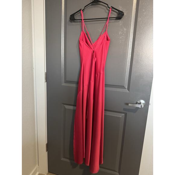 New ASTR the Label Gaia Berry Red Midi Slip Dress Size S Cowl Neck - Picture 3 of 5